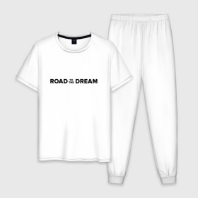Мужская пижама хлопок с принтом Road to the dream. Black в Петрозаводске, 100% хлопок | брюки и футболка прямого кроя, без карманов, на брюках мягкая резинка на поясе и по низу штанин
 | Тематика изображения на принте: мечта | мотивация | следуй за мечтой | спорт