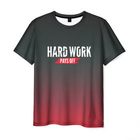 Мужская футболка 3D с принтом Hard work pays off. 3D. RedB в Петрозаводске, 100% полиэфир | прямой крой, круглый вырез горловины, длина до линии бедер | carbon | мотивация | спорт | цели
