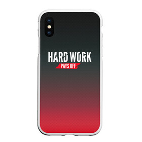 Чехол для iPhone XS Max матовый с принтом Hard work pays off 3D RedB в Петрозаводске, Силикон | Область печати: задняя сторона чехла, без боковых панелей | carbon | мотивация | спорт | цели