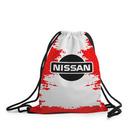 Рюкзак-мешок 3D с принтом Nissan в Петрозаводске, 100% полиэстер | плотность ткани — 200 г/м2, размер — 35 х 45 см; лямки — толстые шнурки, застежка на шнуровке, без карманов и подкладки | motor | nissan | авто | лого | машина | ниссан | тачка