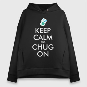 Женское худи Oversize хлопок с принтом Chug on в Петрозаводске, френч-терри — 70% хлопок, 30% полиэстер. Мягкий теплый начес внутри —100% хлопок | боковые карманы, эластичные манжеты и нижняя кромка, капюшон на магнитной кнопке | fortnite | фортнайт