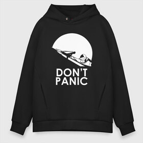 Мужское худи Oversize хлопок с принтом Dont Panic в Петрозаводске, френч-терри — 70% хлопок, 30% полиэстер. Мягкий теплый начес внутри —100% хлопок | боковые карманы, эластичные манжеты и нижняя кромка, капюшон на магнитной кнопке | Тематика изображения на принте: elon musk | spacex | илон маск | космос | марс | спейс икс