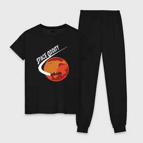 Женская пижама хлопок с принтом Space Oddity в Петрозаводске, 100% хлопок | брюки и футболка прямого кроя, без карманов, на брюках мягкая резинка на поясе и по низу штанин | elon musk | spacex | илон маск | космос | марс | спейс икс
