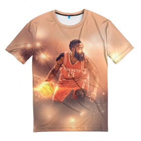 Мужская футболка 3D с принтом NBA Stars в Петрозаводске, 100% полиэфир | прямой крой, круглый вырез горловины, длина до линии бедер | hurden | nba | rockets | баскетбол | нба | харден | хьюстон рокетс