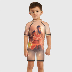Детский купальный костюм 3D с принтом NBA Stars в Петрозаводске, Полиэстер 85%, Спандекс 15% | застежка на молнии на спине | hurden | nba | rockets | баскетбол | нба | харден | хьюстон рокетс