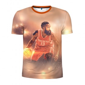 Мужская футболка 3D спортивная с принтом NBA Stars в Петрозаводске, 100% полиэстер с улучшенными характеристиками | приталенный силуэт, круглая горловина, широкие плечи, сужается к линии бедра | hurden | nba | rockets | баскетбол | нба | харден | хьюстон рокетс