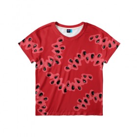 Детская футболка 3D с принтом Watermelon pattern в Петрозаводске, 100% гипоаллергенный полиэфир | прямой крой, круглый вырез горловины, длина до линии бедер, чуть спущенное плечо, ткань немного тянется | Тематика изображения на принте: pattern | watermelon | арбуз | еда | лето | фрукты | ягоды