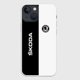 Чехол для iPhone 13 mini с принтом Skoda Auto a.s. в Петрозаводске,  |  | a.s. | auto | crossover | fabia | karoq | kodiaq | octavia | skoda | sport | superb | yeti | авто | автомобиль | знак | лого | машина | седан | символ | спорт | сшкода | тачка | хэтчбек | шкода | эмблема