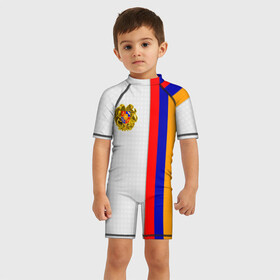 Детский купальный костюм 3D с принтом I Love Armenia в Петрозаводске, Полиэстер 85%, Спандекс 15% | застежка на молнии на спине | armenia | армения | герб армении | ереван | флаг армении