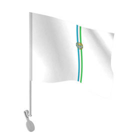 Флаг для автомобиля с принтом Узбекистан, лента с гербом в Петрозаводске, 100% полиэстер | Размер: 30*21 см | uz | uzb | герб | государство | знак | надпись | патриот | полосы | республика | самарканд | символ | снг | страна | ташкент | узбек | узбекистан | узбекистанец | узбекистанка | флаг | флага | цвета