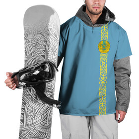 Накидка на куртку 3D с принтом Казахстан, лента с гербом в Петрозаводске, 100% полиэстер |  | kaz | kazakhstan | kz | герб | казахстан | орнамент | флаг