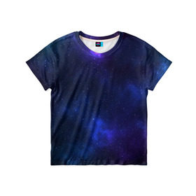 Детская футболка 3D с принтом Звёздное небо в Петрозаводске, 100% гипоаллергенный полиэфир | прямой крой, круглый вырез горловины, длина до линии бедер, чуть спущенное плечо, ткань немного тянется | abstraction | cosmos | nebula | space | star | universe | абстракция | вселенная | звезды | космос | мир | планеты
