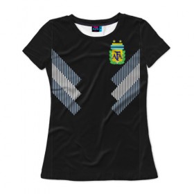 Женская футболка 3D с принтом Аргентина ЧМ 2018 гостевая в Петрозаводске, 100% полиэфир ( синтетическое хлопкоподобное полотно) | прямой крой, круглый вырез горловины, длина до линии бедер | cup | fifa | world | мира | мундиаль | россия | чемпионат