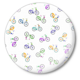 Значок с принтом Радужные велосипеды в Петрозаводске,  металл | круглая форма, металлическая застежка в виде булавки | 