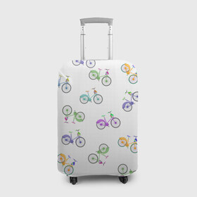 Чехол для чемодана 3D с принтом Радужные велосипеды в Петрозаводске, 86% полиэфир, 14% спандекс | двустороннее нанесение принта, прорези для ручек и колес | 