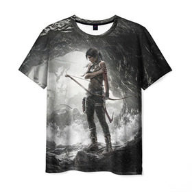 Мужская футболка 3D с принтом Tomb Raider в Петрозаводске, 100% полиэфир | прямой крой, круглый вырез горловины, длина до линии бедер | Тематика изображения на принте: croft | lara | raider | tomb | гробниц | игра | крофт | лара | расхитительница