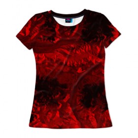 Женская футболка 3D с принтом Abstraction cosmos RED в Петрозаводске, 100% полиэфир ( синтетическое хлопкоподобное полотно) | прямой крой, круглый вырез горловины, длина до линии бедер | abstraction | cosmos | nebula | space | star | universe | абстракция | вселенная | звезды | космос | мир | планеты