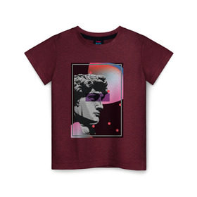 Детская футболка хлопок с принтом Давид в Петрозаводске, 100% хлопок | круглый вырез горловины, полуприлегающий силуэт, длина до линии бедер | Тематика изображения на принте: vaporwave | ренессанс