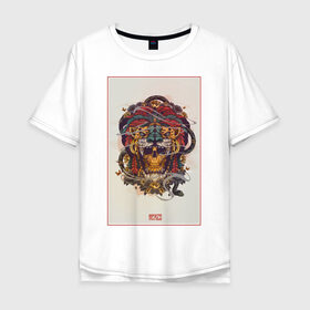 Мужская футболка хлопок Oversize с принтом Мексика в Петрозаводске, 100% хлопок | свободный крой, круглый ворот, “спинка” длиннее передней части | америка | ацтеки | латино | майя | маска | тигр | череп | этно | южная