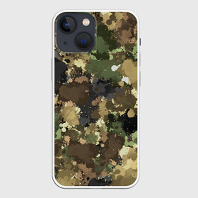 Чехол для iPhone 13 mini с принтом Камуфляж с кляксами в Петрозаводске,  |  | клякса | краски | маскировка | милитари | паттрен | пятна | хаки | художник