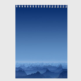 Скетчбук с принтом Blue Mountains в Петрозаводске, 100% бумага
 | 48 листов, плотность листов — 100 г/м2, плотность картонной обложки — 250 г/м2. Листы скреплены сверху удобной пружинной спиралью | вид | горы | ночь | пейзаж | природа | синий | скалы | сумерки | туман | утро