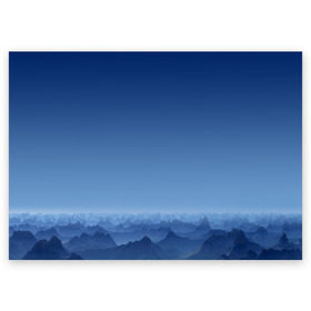 Поздравительная открытка с принтом Blue Mountains в Петрозаводске, 100% бумага | плотность бумаги 280 г/м2, матовая, на обратной стороне линовка и место для марки
 | вид | горы | ночь | пейзаж | природа | синий | скалы | сумерки | туман | утро
