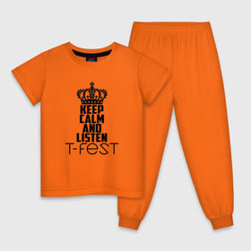 Детская пижама хлопок с принтом Keep calm and listen T-Fest в Петрозаводске, 100% хлопок |  брюки и футболка прямого кроя, без карманов, на брюках мягкая резинка на поясе и по низу штанин
 | t fest | т фест