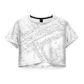 Женская футболка 3D укороченная с принтом Топография_01 в Петрозаводске, 100% полиэстер | круглая горловина, длина футболки до линии талии, рукава с отворотами | survey | геодезист | геодезия | топография