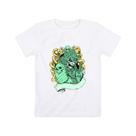 Детская футболка хлопок с принтом Самурай в Петрозаводске, 100% хлопок | круглый вырез горловины, полуприлегающий силуэт, длина до линии бедер | арт | воин | прикольные | самурай | цветные | япония | яркие