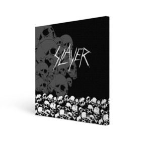 Холст квадратный с принтом Slayer Black в Петрозаводске, 100% ПВХ |  | hard | heavy | metal | rock | skull | trash | метал | рок | слеер | слейер | слэер | слэйер | треш | трэш | череп | черепа