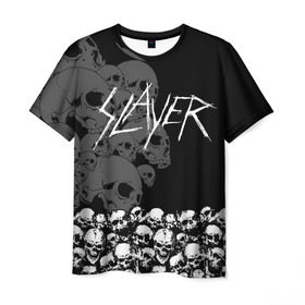 Мужская футболка 3D с принтом Slayer Black в Петрозаводске, 100% полиэфир | прямой крой, круглый вырез горловины, длина до линии бедер | hard | heavy | metal | rock | skull | trash | метал | рок | слеер | слейер | слэер | слэйер | треш | трэш | череп | черепа