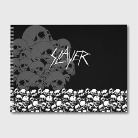 Альбом для рисования с принтом Slayer Black в Петрозаводске, 100% бумага
 | матовая бумага, плотность 200 мг. | hard | heavy | metal | rock | skull | trash | метал | рок | слеер | слейер | слэер | слэйер | треш | трэш | череп | черепа