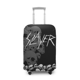 Чехол для чемодана 3D с принтом Slayer Black в Петрозаводске, 86% полиэфир, 14% спандекс | двустороннее нанесение принта, прорези для ручек и колес | hard | heavy | metal | rock | skull | trash | метал | рок | слеер | слейер | слэер | слэйер | треш | трэш | череп | черепа