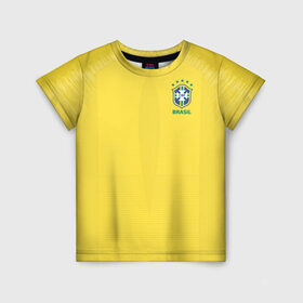 Детская футболка 3D с принтом Бразилия 2018 в Петрозаводске, 100% гипоаллергенный полиэфир | прямой крой, круглый вырез горловины, длина до линии бедер, чуть спущенное плечо, ткань немного тянется | Тематика изображения на принте: brazil | бразилия