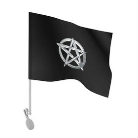 Флаг для автомобиля с принтом Пентаграмма в Петрозаводске, 100% полиэстер | Размер: 30*21 см | звезда | знаки | круг | магия | оккультизм | пентаграмма | пентакль | символы | сокральность | эзотерика