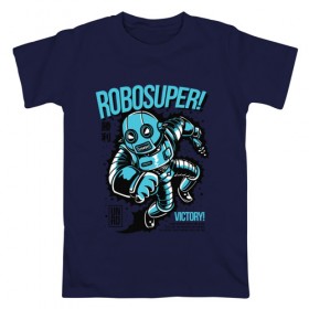 Мужская футболка хлопок с принтом Робот в Петрозаводске, 100% хлопок | прямой крой, круглый вырез горловины, длина до линии бедер, слегка спущенное плечо. | 