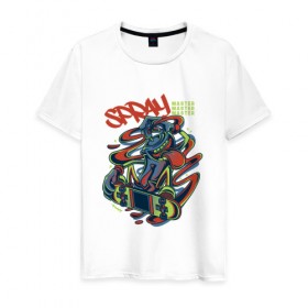 Мужская футболка хлопок с принтом Граффити в Петрозаводске, 100% хлопок | прямой крой, круглый вырез горловины, длина до линии бедер, слегка спущенное плечо. | графити | кислота | психоделика | скейт | скейтборд | спрей