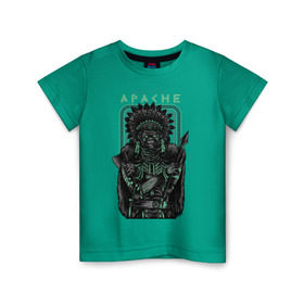 Детская футболка хлопок с принтом Apache в Петрозаводске, 100% хлопок | круглый вырез горловины, полуприлегающий силуэт, длина до линии бедер | апачи | воин | горилла | индеец | обезьяна