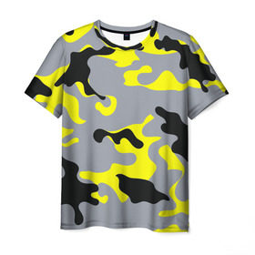 Мужская футболка 3D с принтом Yellow camouflage в Петрозаводске, 100% полиэфир | прямой крой, круглый вырез горловины, длина до линии бедер | Тематика изображения на принте: camouflage | камуфляж | комуфляж