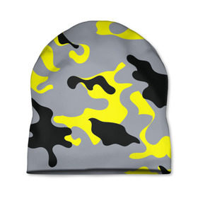 Шапка 3D с принтом Yellow camouflage в Петрозаводске, 100% полиэстер | универсальный размер, печать по всей поверхности изделия | camouflage | камуфляж | комуфляж