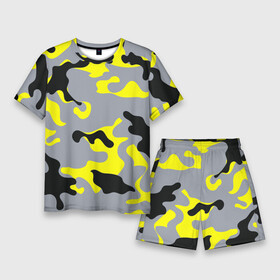 Мужской костюм с шортами 3D с принтом Yellow camouflage в Петрозаводске,  |  | camouflage | камуфляж | комуфляж