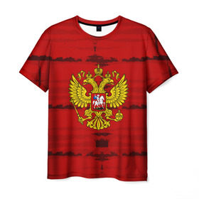 Мужская футболка 3D с принтом Russia Imperium RED в Петрозаводске, 100% полиэфир | прямой крой, круглый вырез горловины, длина до линии бедер | abstraction | grunge | russia | sport | абстракция | герб | краска | русский | символика рф | спорт | спортивный | триколор | униформа | форма | я русский