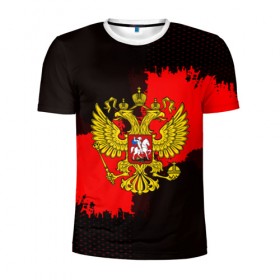 Мужская футболка 3D спортивная с принтом RUSSIA red collection 2018 в Петрозаводске, 100% полиэстер с улучшенными характеристиками | приталенный силуэт, круглая горловина, широкие плечи, сужается к линии бедра | Тематика изображения на принте: 
