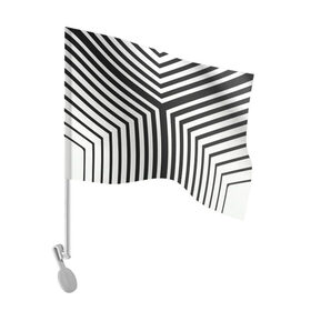Флаг для автомобиля с принтом Кибер Зебра в Петрозаводске, 100% полиэстер | Размер: 30*21 см | black and white stripes | geometry | vest | zebra | геометрия | зебра | тельняшка | черно белая полоска