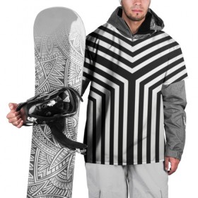 Накидка на куртку 3D с принтом Кибер Зебра в Петрозаводске, 100% полиэстер |  | Тематика изображения на принте: black and white stripes | geometry | vest | zebra | геометрия | зебра | тельняшка | черно белая полоска
