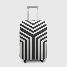 Чехол для чемодана 3D с принтом Кибер Зебра в Петрозаводске, 86% полиэфир, 14% спандекс | двустороннее нанесение принта, прорези для ручек и колес | Тематика изображения на принте: black and white stripes | geometry | vest | zebra | геометрия | зебра | тельняшка | черно белая полоска