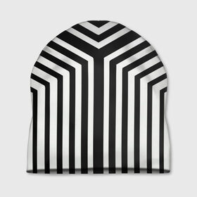 Шапка 3D с принтом Кибер Зебра в Петрозаводске, 100% полиэстер | универсальный размер, печать по всей поверхности изделия | black and white stripes | geometry | vest | zebra | геометрия | зебра | тельняшка | черно белая полоска