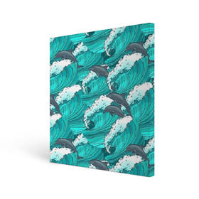 Холст квадратный с принтом Дельфины в Петрозаводске, 100% ПВХ |  | Тематика изображения на принте: dolphins | fish | ocean | pattern | sea | summer | waves | волны | дельфины | лето | море | океан | паттерн | рыбы