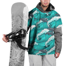 Накидка на куртку 3D с принтом Дельфины в Петрозаводске, 100% полиэстер |  | dolphins | fish | ocean | pattern | sea | summer | waves | волны | дельфины | лето | море | океан | паттерн | рыбы