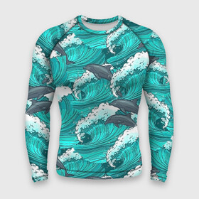 Мужской рашгард 3D с принтом Дельфины в Петрозаводске,  |  | dolphins | fish | ocean | pattern | sea | summer | waves | волны | дельфины | лето | море | океан | паттерн | рыбы